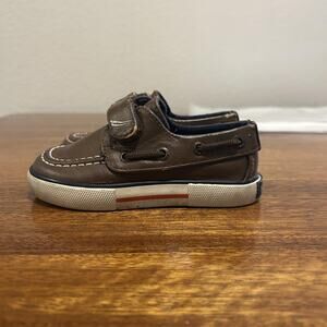 Nautica Boat Shoes Toddler Boys Size 7 Brown Hook & Loop Moc Toe Deck Casual